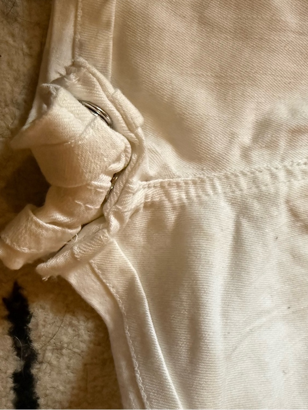 Tommy Hilfiger White Denim Overalls with Red Script and Navy Stripe - Picture 3 of 5